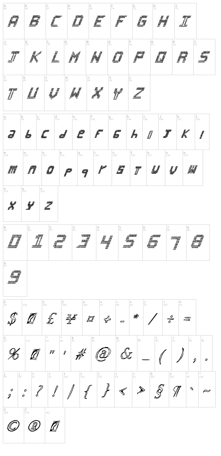 Mosaic Stone font map